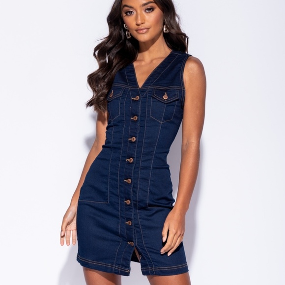 MUST SEE STUNNING IMPORTED STRETCH DENIM DRESS - Picture 4 of 8